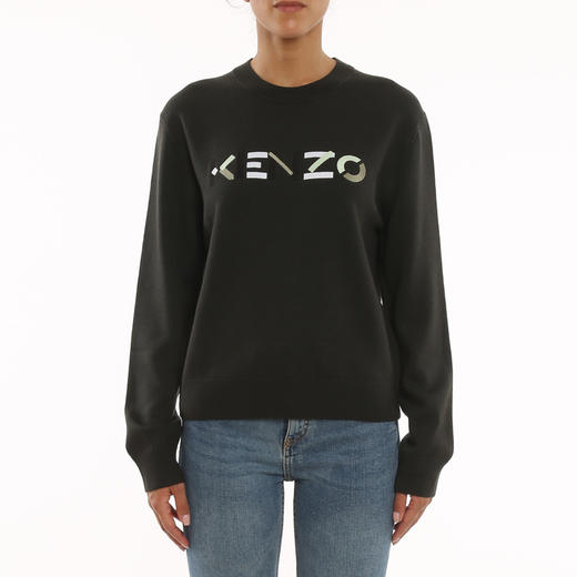 KENZO 高田贤三 女士字母徽标提花羊毛长袖针织衫 灰色 FB62 PU639 3LA 97 商品图1