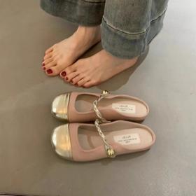 【新中式，小香风玛丽珍单鞋】2025春夏法式晚风凉拖女鞋，百搭软底包头半托外出凉拖QQ