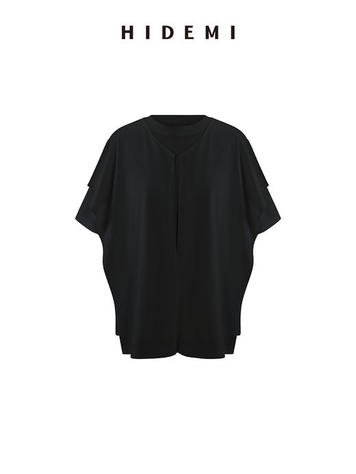 HIDEMI 小飞侠系列极简丝巾堆叠感多穿式水洗棉短袖t恤  燕麦米灰/白色/黑色 商品图14