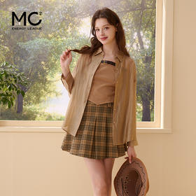 mc2防晒外披配吊带加格子百褶裙三件套女2024夏季新款甜辣风穿搭