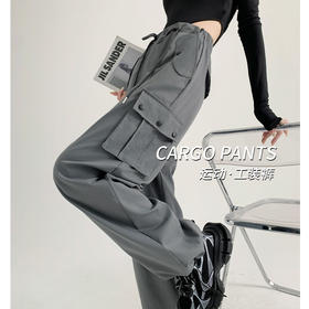 【时尚百搭！美式多口袋工装裤】女裤子秋季新款辣妹直筒休闲卫裤显瘦阔腿运动裤，宽松版型上身立体有型，轻松营造出慵懒随性的休闲感。-ry