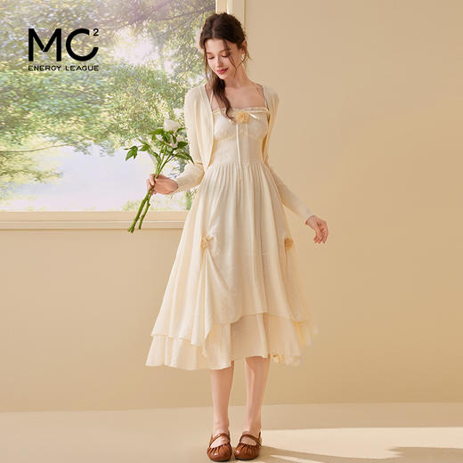 mc2立体花朵吊带连衣裙女装2024夏季新款法式温柔度假风修身显瘦 商品图1