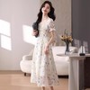 碎花连衣裙女夏季短袖2024新款雪纺海边度假初恋裙子泡泡袖长裙子 商品缩略图1