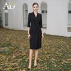 AD气质双排扣西装连衣裙女2024夏季中袖职业装正式场合连身裙黑色 商品缩略图0