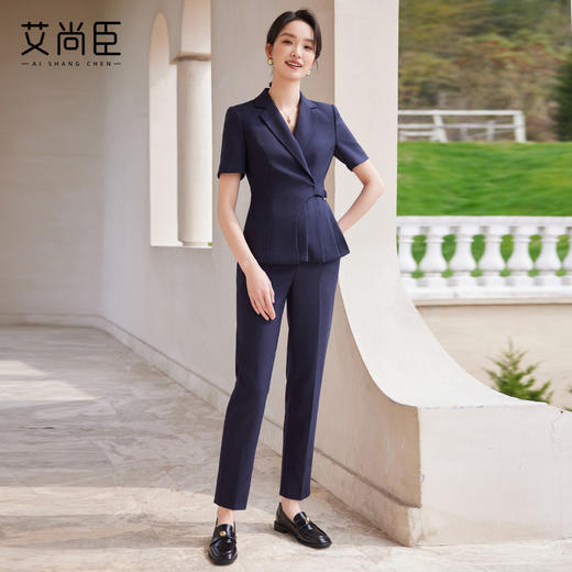 艾尚臣西装套装女教师白领休闲夏季2024新款短袖职场前台职业女装 商品图1