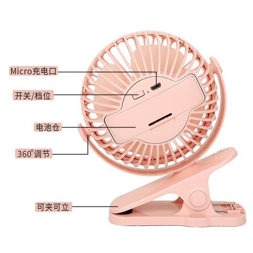 严选 4寸桌面夹子风扇 usb充电风扇迷你家用静音大风力学生台式小风扇1个 商品图3
