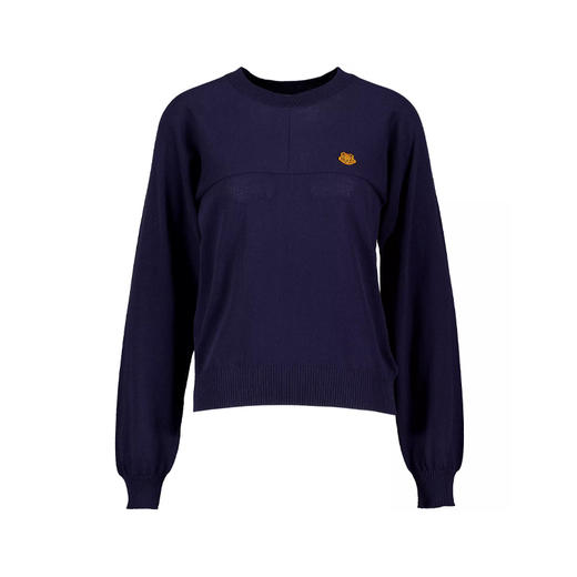 KENZO 高田贤三 女士小虎头徽标贴花棉质长袖针织衫 深蓝色 FB52 PU582 3TB 76 商品图0