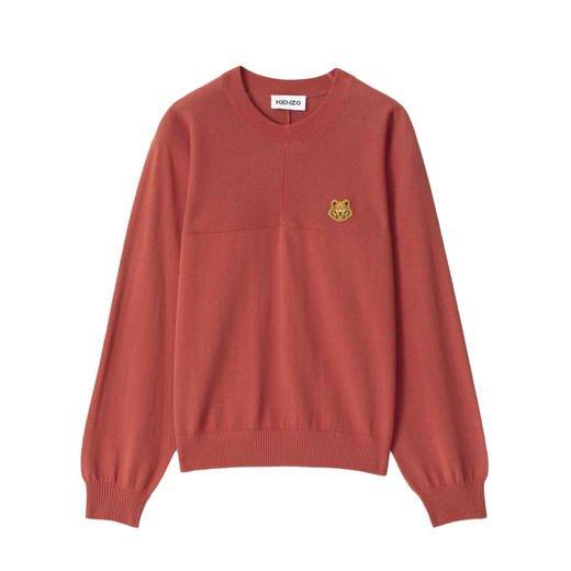 KENZO 高田贤三 女士小虎头徽标贴花棉质长袖针织衫 橘色 FB52 PU582 3TB 21 商品图0