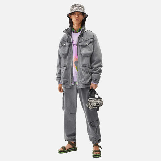 KENZO 高田贤三 男士牛仔夹克外套 灰色 FC55 DO300 2FD 96 商品图3
