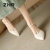 ZHR则则尖头气质凉鞋2024新款百搭时尚包头凉鞋粗跟一字法式女鞋 商品缩略图5