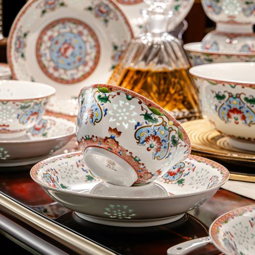 富玉 |  景德镇高温玲珑瓷珐琅彩金品宝莲餐具组合轻奢高级感乔迁新居礼物 商品图2