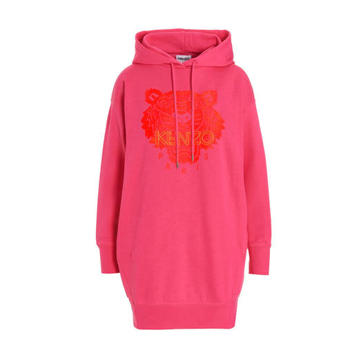KENZO 高田贤三 女士经典大虎头棉质连帽卫衣裙 粉色 FB62 RO773 4MB 29A 商品图0