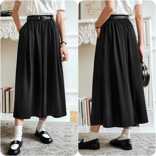 OLrain欧芮儿黑色半身裙女夏季2024年新款通勤百搭气质A字中长裙 商品图4