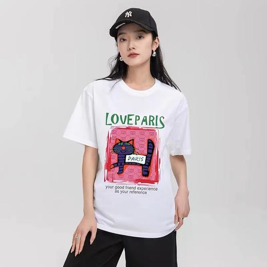 【限时价】喜出100%棉- 趣味猫咪 印花 情侣T恤 商品图0