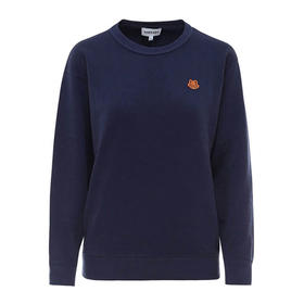 KENZO 高田贤三 女士小虎头徽标贴花棉质长袖卫衣 深蓝色 FB52 SW820 4ML 76