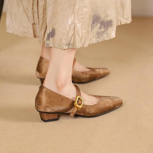 【预售5天】中国风新中式优雅气质舒适，玛丽珍单鞋牛皮方头单鞋DTN&1038-9 商品图5