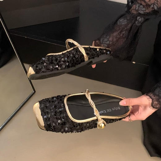 【新款小香风法式亮片包头半拖鞋】夏季新款气质玛丽珍半拖鞋，温柔包头半拖鞋，小香风气质玛丽珍单鞋女平底鞋QQ 商品图6