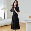 法式衬衫连衣裙女短袖2024夏新款赫本风黑色收腰显瘦气质雪纺长裙 商品缩略图1