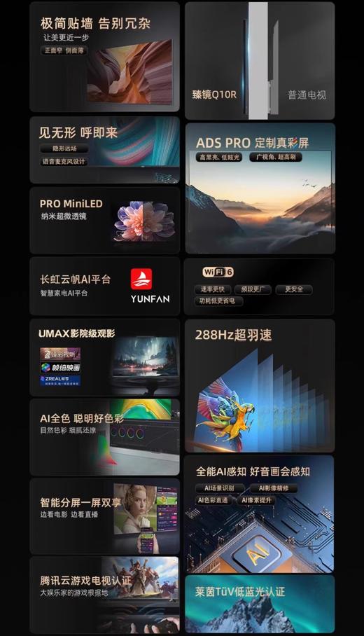 Changhong/长虹65Q10R\ 75Q10R\85Q10R  臻镜艺术4+64GB智慧语音液晶电视 商品图1