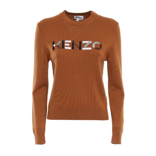 KENZO 高田贤三 女士字母徽标提花羊毛长袖针织衫 深咖色 FB62 PU639 3LA 15 商品图0