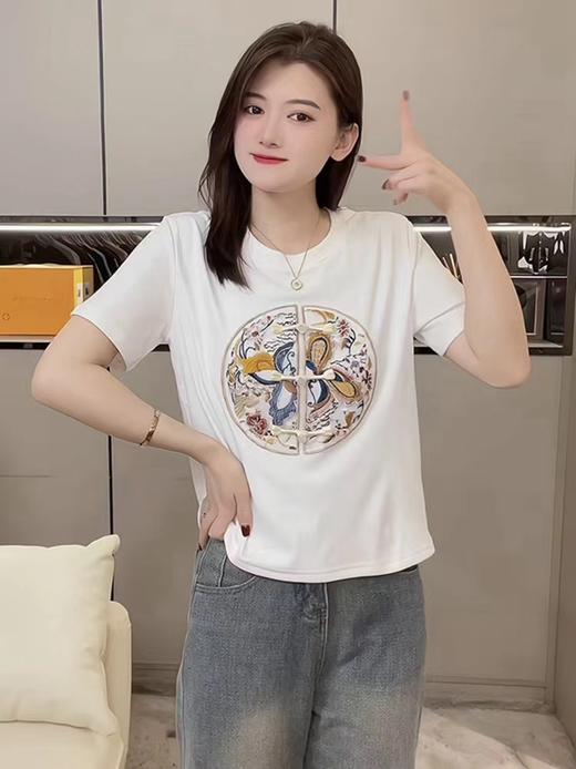 【限时价】喜出100%棉- 国风蝴蝶黄蓝印花 情侣T恤 商品图4