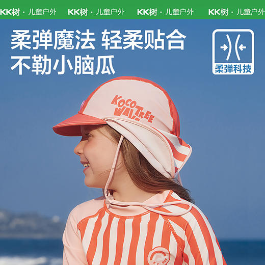 [屁侠推荐] KK树 儿童防晒泳帽A类 UPF50+速干男女童沙滩护颈帽 宝宝披肩鸭舌帽 伦敦海港条纹泳帽 商品图2