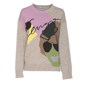 KENZO 高田贤三 女士徽标提花混纺羊毛长袖针织衫 混色 FC52 PU661 3CF 93
