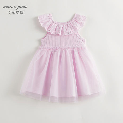 马克珍妮2024年夏装新款 女童镂空花边领网纱连衣裙 240728 商品图2