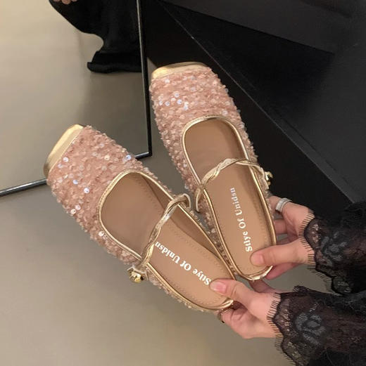 【新款小香风法式亮片包头半拖鞋】夏季新款气质玛丽珍半拖鞋，温柔包头半拖鞋，小香风气质玛丽珍单鞋女平底鞋QQ 商品图4