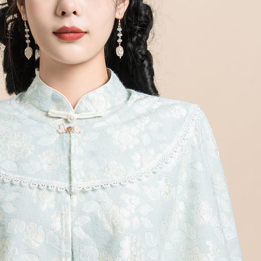 蓝色小清新旗袍，气质少女披肩套装改良KK0801 商品图3