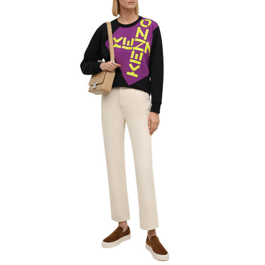 KENZO 高田贤三 女士字母徽标印花棉质卫衣 黑色 FB62 SW634 4MS 99 商品图3