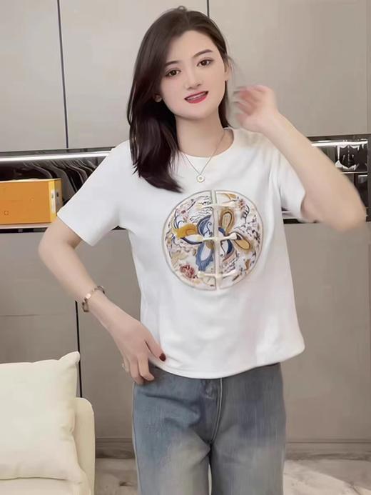 【限时价】喜出100%棉- 国风蝴蝶黄蓝印花 情侣T恤 商品图0