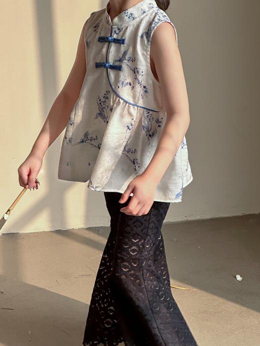 兰花草中式无袖衫  蕾丝阔脚裤 商品图0