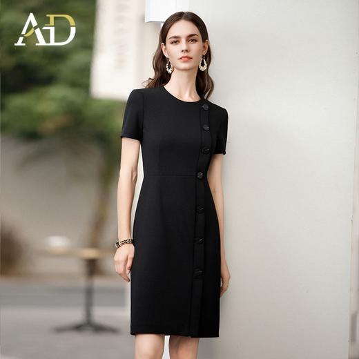 AD2024夏季短袖连衣裙轻熟风职业西装裙复古通勤秘书上班族工作装 商品图3