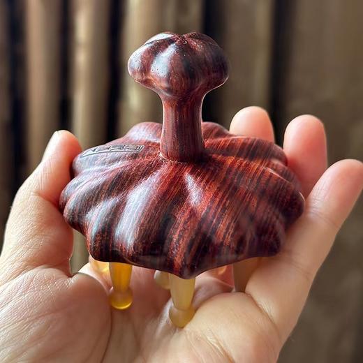 【常州非遗梳】紫檀木材质+绵羊角 经络按摩木 梳养发头疗 商品图1