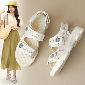 ZHR则则小香风凉鞋女厚底魔术贴运动凉鞋2024新款时尚外穿沙滩鞋