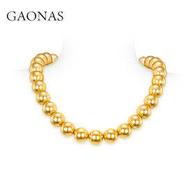 GAONAS 坠链均925银仿珍珠 南海明珠 经典16mm金色珠项链10250XGO