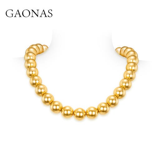 GAONAS 坠链均925银仿珍珠 南海明珠 经典16mm金色珠项链10250XGO 商品图0