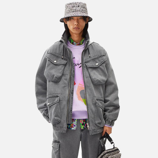 KENZO 高田贤三 男士牛仔夹克外套 灰色 FC55 DO300 2FD 96 商品图1