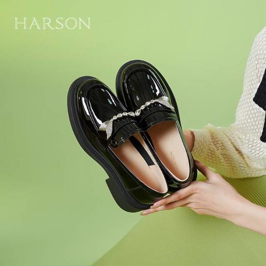 【女鞋好货节】BF楼HARSON哈森HS247901-黑色羊皮革新品乐福鞋 商品图2