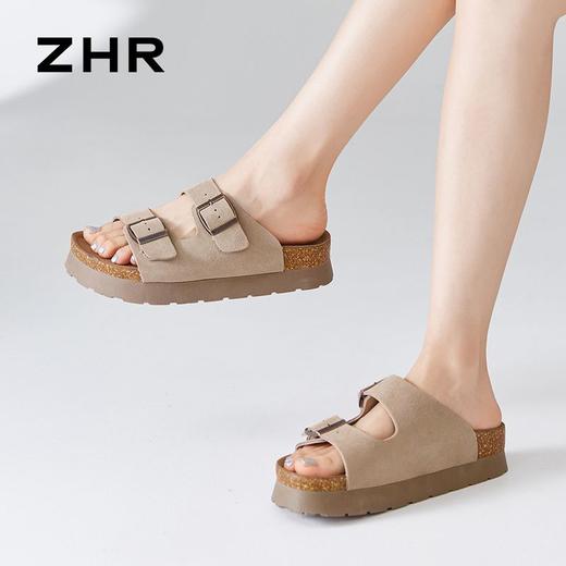 ZHR则则一字拖鞋女2024夏季新款厚底增高沙滩鞋外穿博肯拖鞋 商品图5