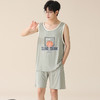可人儿夏季男士冰丝螺纹棉睡衣休闲无袖男款背心短裤家居服套装薄 商品缩略图1