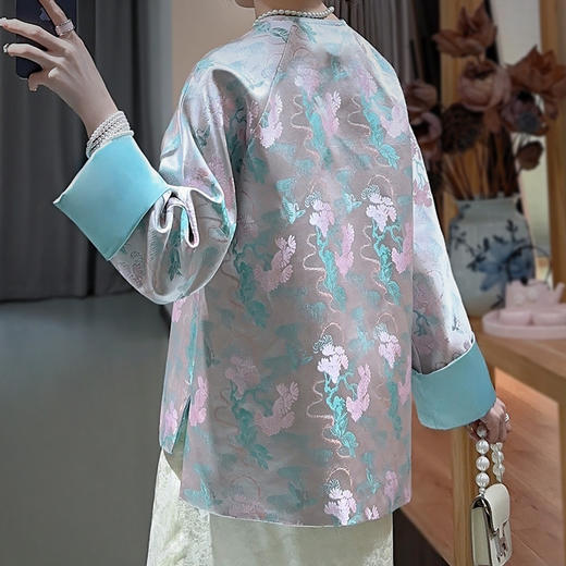新中式国风提花外套女装2024年春季复古宽松长袖唐装上衣 商品图4