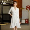 AD职业装气质女神范白色连衣裙高端主持人上镜正装裙不规则荷叶边 商品缩略图1