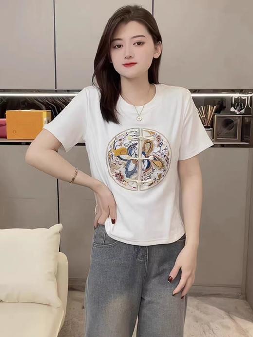 【限时价】喜出100%棉- 国风蝴蝶黄蓝印花 情侣T恤 商品图5