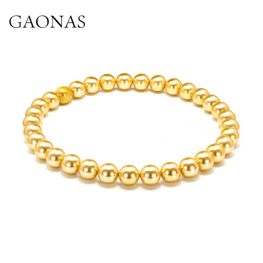 GAONAS 坠链均925银仿珍珠 南海明珠 经典16mm金色珠项链10250XGO 商品图1