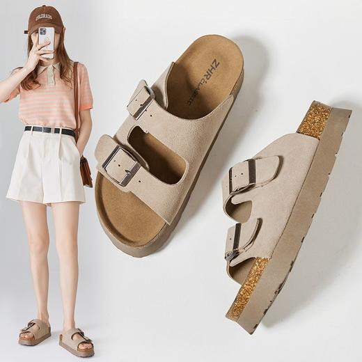 ZHR则则一字拖鞋女2024夏季新款厚底增高沙滩鞋外穿博肯拖鞋 商品图0