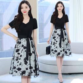 假两件连衣裙夏短袖2024新款高级感气质减龄洋气收腰显瘦A字裙子