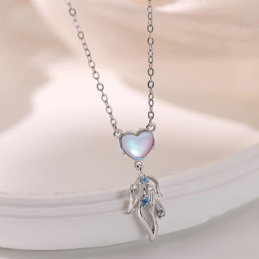 【爱心鱼尾】S925银心形月光石项链【JHY-N001549B】 商品图2