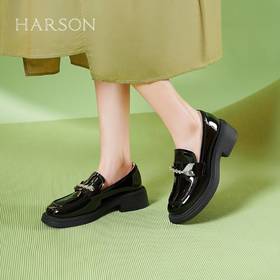 【女鞋好货节】BF楼HARSON哈森HS247901-黑色羊皮革新品乐福鞋